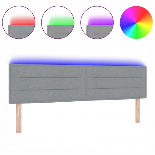 LED-sengegavl i stof 180 cm - lysegrå
