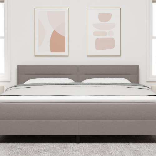 LED-sengegavl i gråbrunt stof - 180 cm