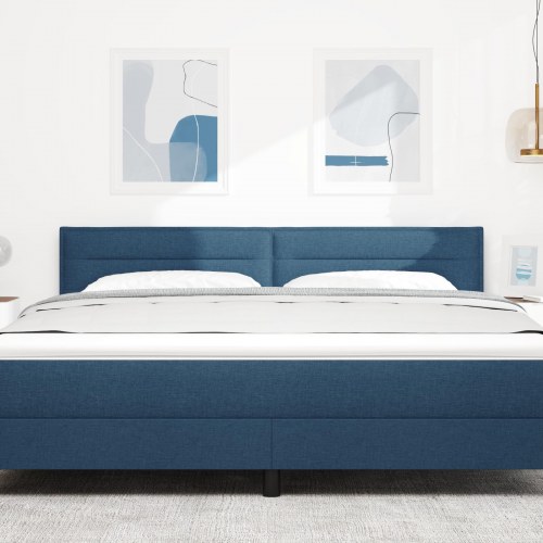 LED-sengegavl blå 180 cm i stof