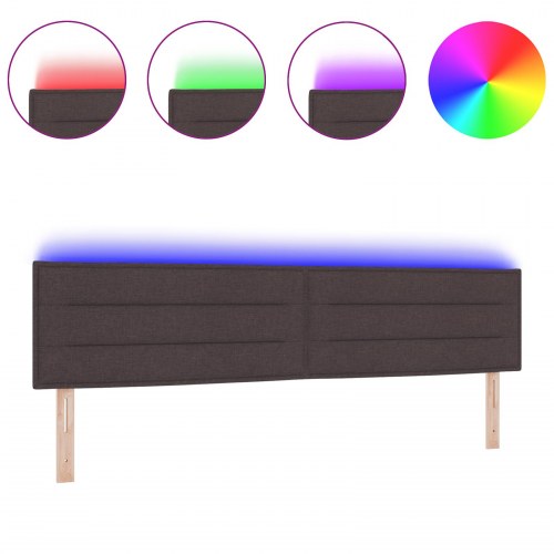 LED-sengegavl mørk brun 200 cm - stof