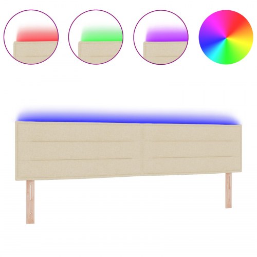 LED-sengegavl med RGB LED-lysstrimler - creme, 200 cm