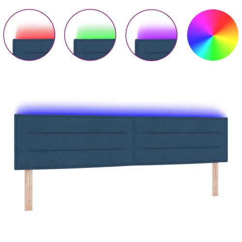 LED-sengegavl i stof med RGB LED-strips - blå, 200 cm