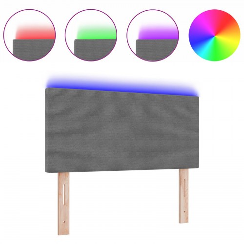 LED-sengegavl med RGB LED-lys - lysegrå, 90 cm