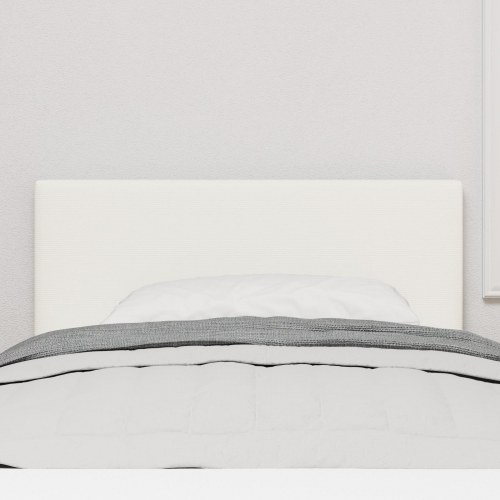 LED-sengegavl i velourstof - creme, 90 cm