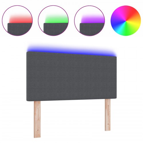 LED-sengegavl med RGB-lys - mørkegrå velour, 100 cm