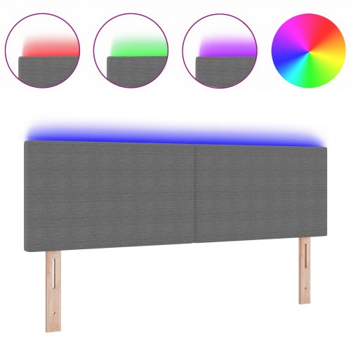 LED-sengegavl lysegrå 160 cm i velourstof