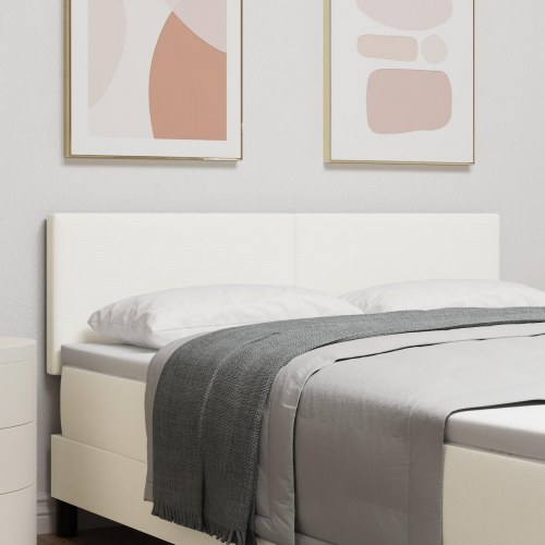 LED-sengegavl i velourstof - creme, 160 cm