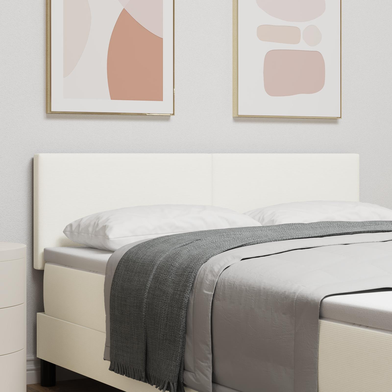 vidaXL LED sengegavl med LED-lysstrimler Creme 160 cm Velourstof
