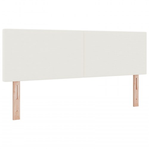 LED-sengegavl i velourstof - creme, 160 cm