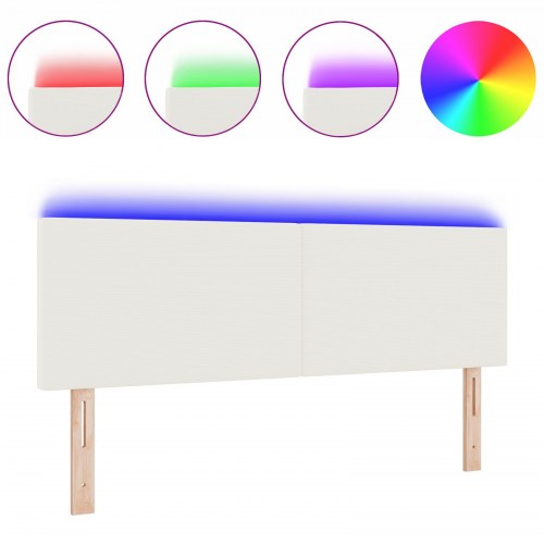 LED-sengegavl i velourstof - creme, 160 cm