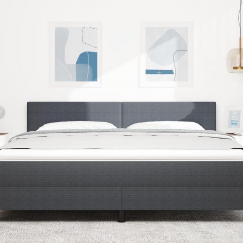 LED-sengegavl med LED-lysstrimler mørkegrå 180 cm