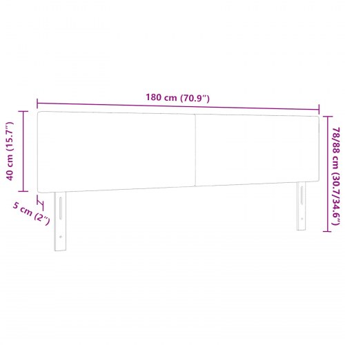 LED-sengegavl med LED-lysstrimler mørkegrå 180 cm