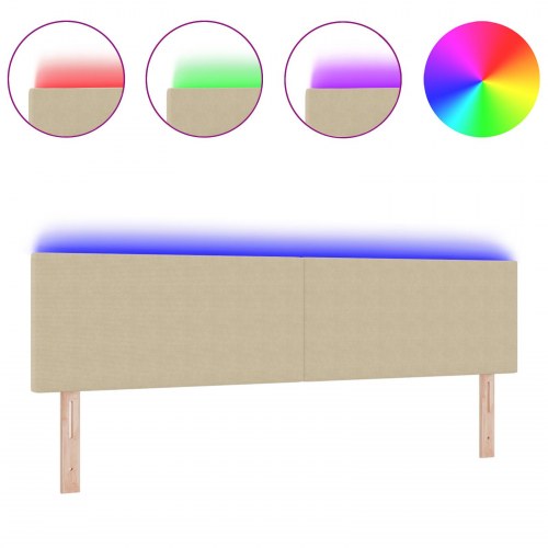LED-sengegavl med LED-lysstrimler - grågrøn 180 cm