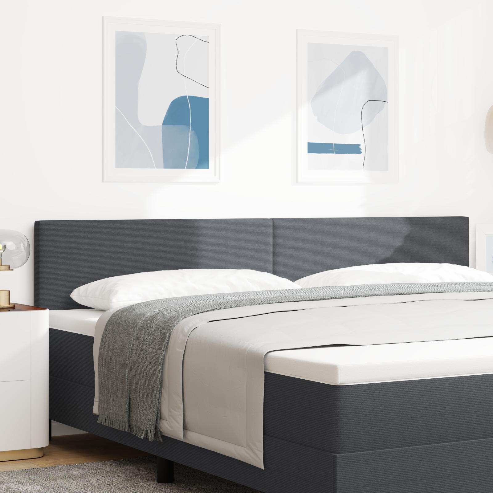 LED sengegavl med RGB-lys - velour, mørkegrå, 200 cm