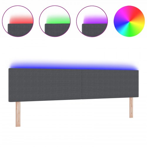 LED-sengegavl 200 cm - mørkegrå velour
