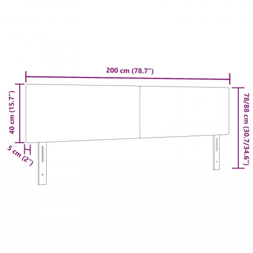 LED-sengegavl 200 cm - mørkegrå velour
