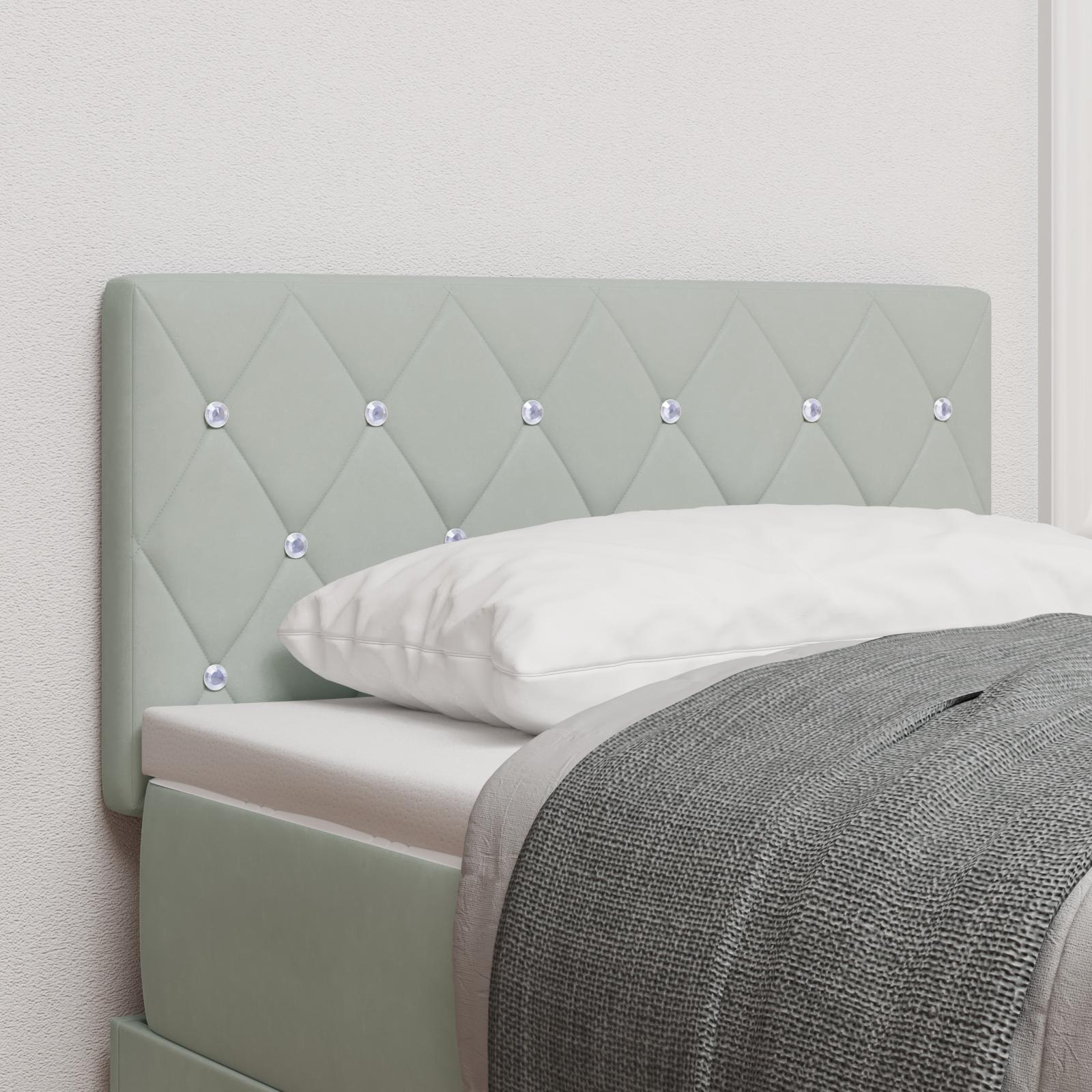 LED Sengegavl med LED -strimmellys Argyle LysegrÃ¥ 80 cm FlÃ¸jl