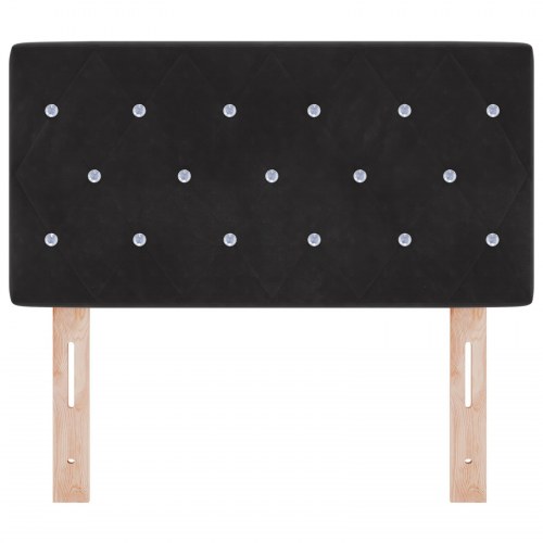 Sengegavl med LED-lys - sort fløjl, 80 cm
