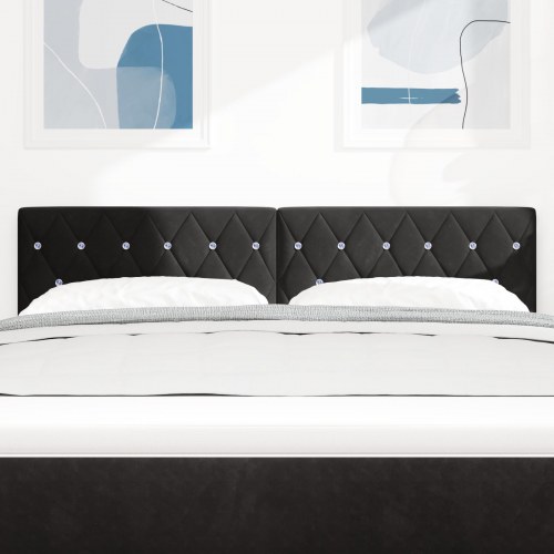LED-sengegavl med RGB LED-lysstrimler - sort fløjl 160 cm