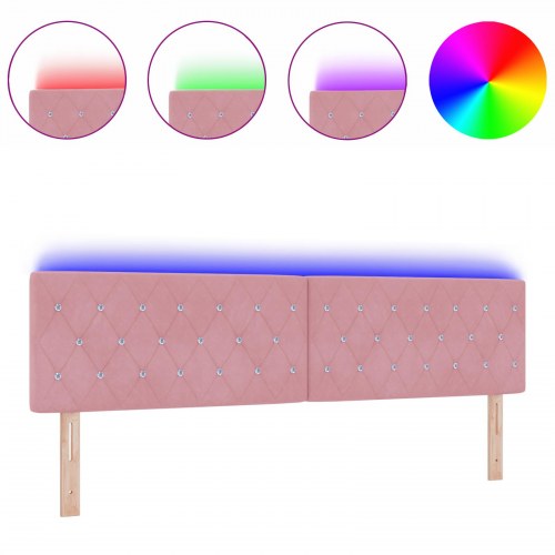 LED-sengegavl med RGB LED-strips - lyserød, 180 cm, fløjl