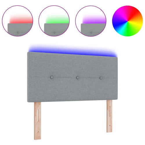 LED-sengegavl med LED-lysstrimler - lysegrå 100 cm