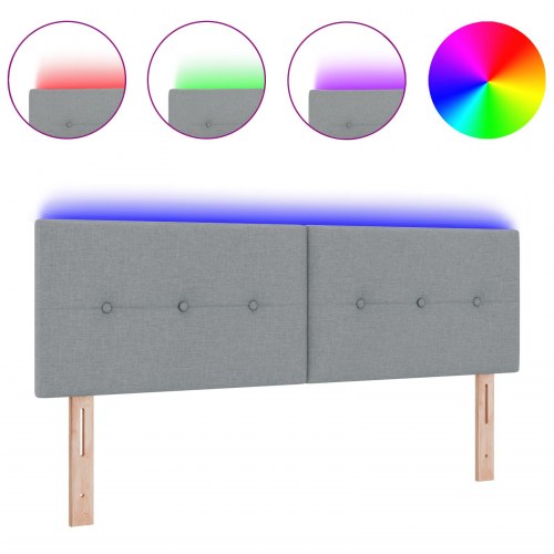 LED-sengegavl med RGB-lysstrimler - lysegrå 144 cm