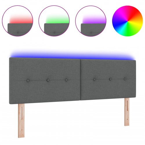 LED-sengegavl i stof med RGB LED-strips - mørkegrå, 144 cm