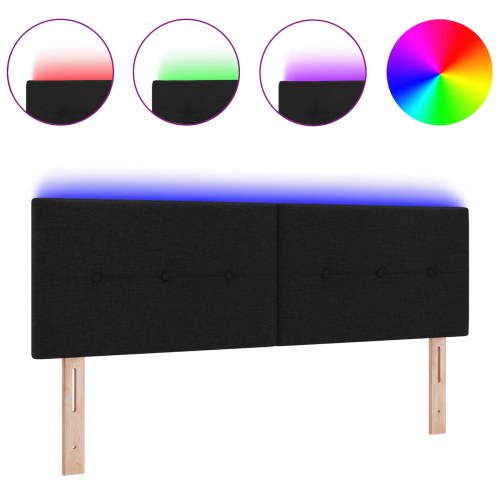 LED-sengegavl sort 160 cm i stof