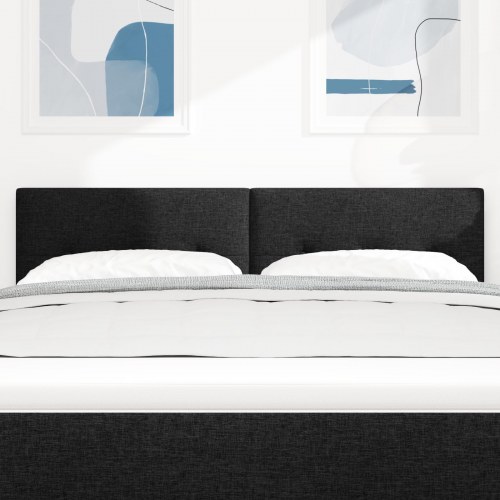 LED-sengegavl sort 160 cm i stof