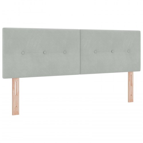 Sengegavl med LED-lysstrimler - lysegrå fløjl, 160 cm