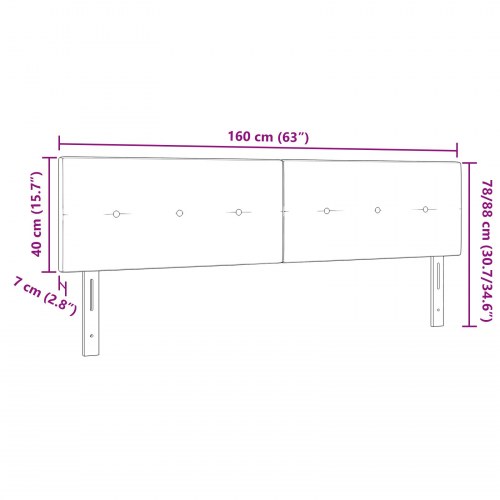 Sengegavl med LED-lys lyserød 160 cm fløjl