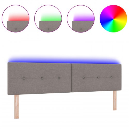 LED-sengegavl i polyester - gråbrun, 180 cm