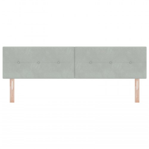 LED-sengegavl i fløjl - lysegrå, 180 cm