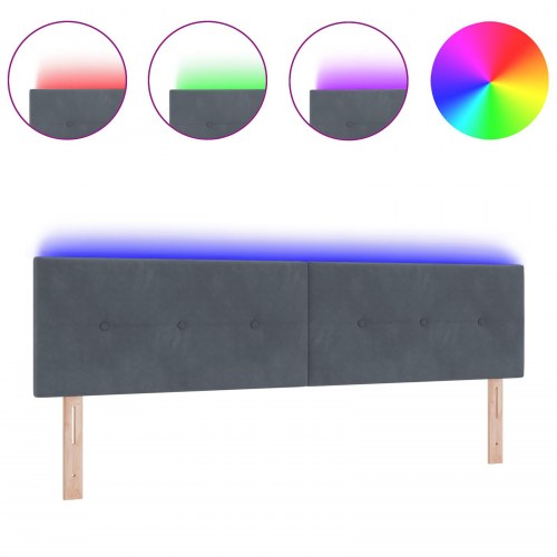 LED-sengegavl 180 cm - grå fløjl