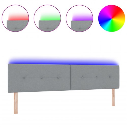 Sengegavl med LED-lys 200 cm - lysegrå stof