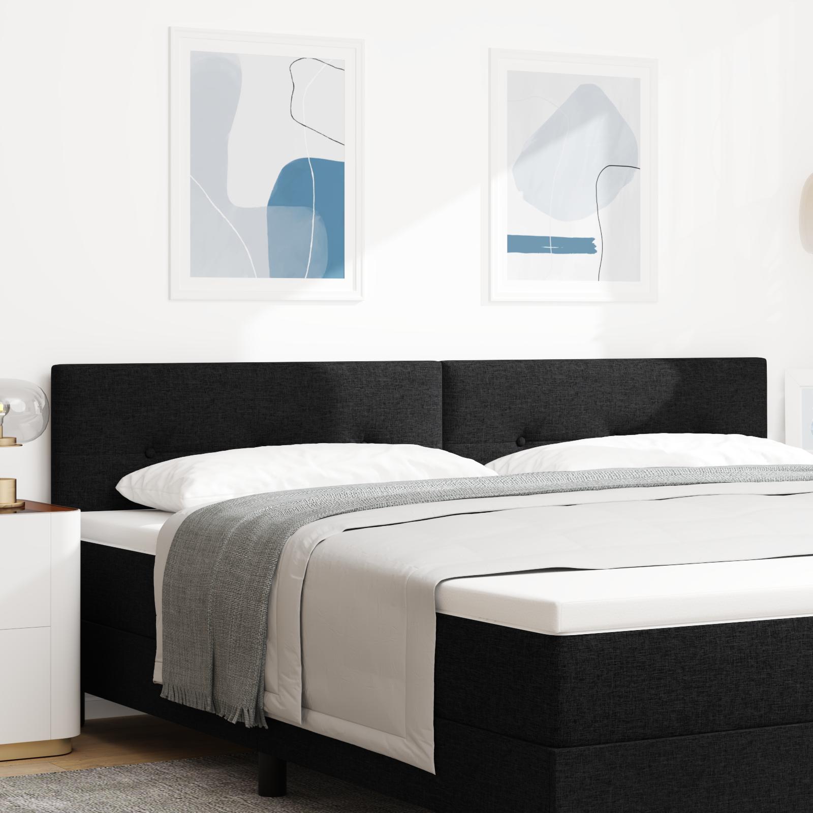vidaXL LED sengegavl med LED-lysstrimler Sort 200 cm Stof