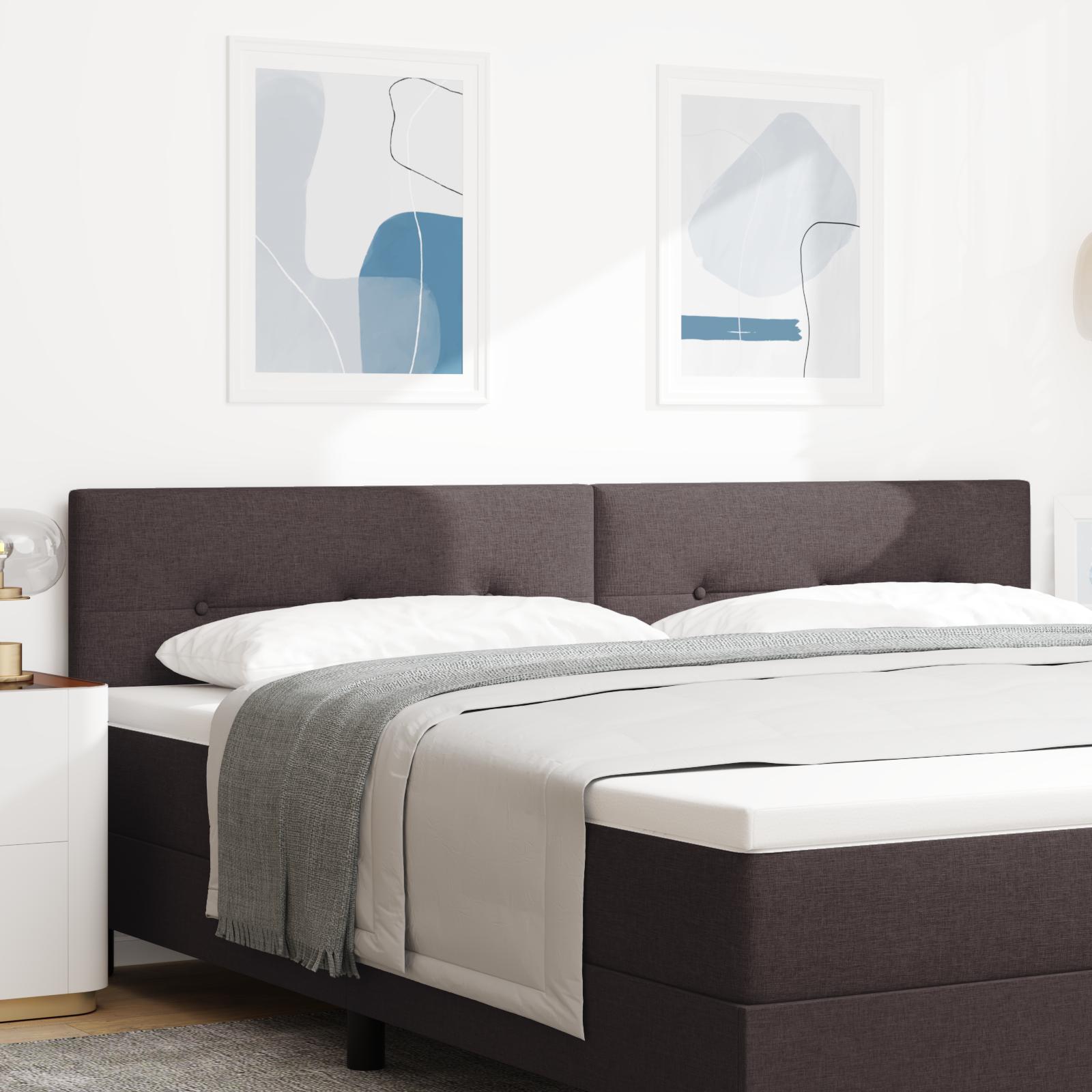 vidaXL LED sengegavl med LED-lysstrimler Mørk Brun 200 cm Stof