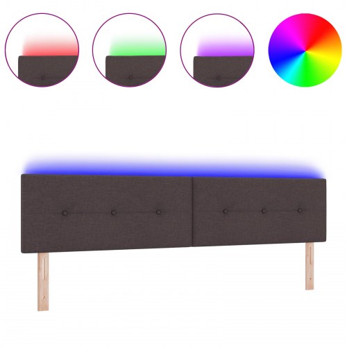 LED-sengegavl 200 cm med RGB LED-lysstrimler - mørk brun