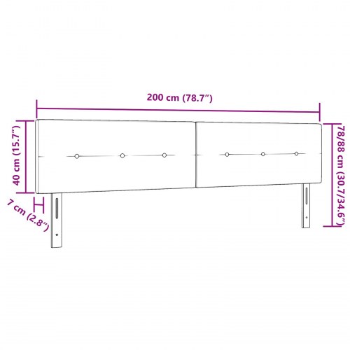 LED-sengegavl i stof - gråbrun 200 cm