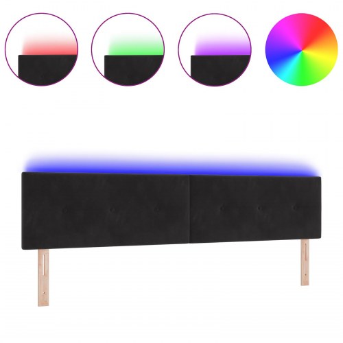 LED-sengegavl med RGB LED-lys - sort, 200 cm, fløjl