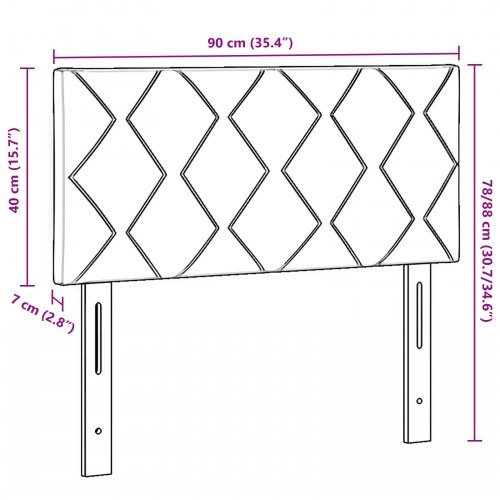 LED-sengegavl i sort stof - 90 x 7 x 88 cm
