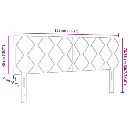 LED-sengegavl i fløjl - sort, 144 cm