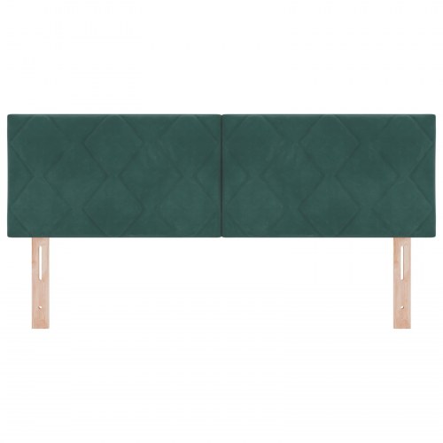 LED sengegavl i fløjl 144 cm - mørkegrøn