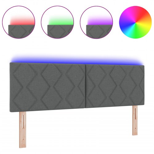 LED-sengegavl i gråt stof - 160 x 7 x 88 cm
