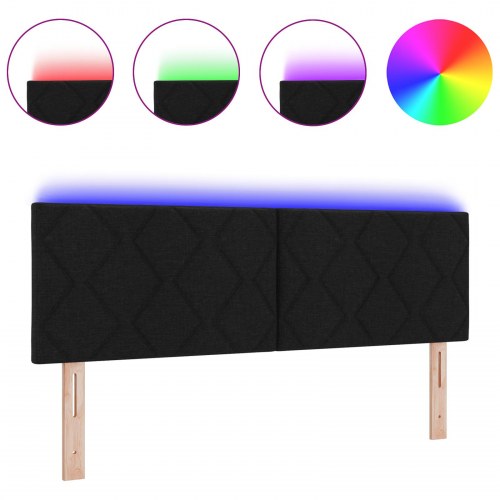 LED-sengegavl i sort stof - 160 x 7 x 88 cm