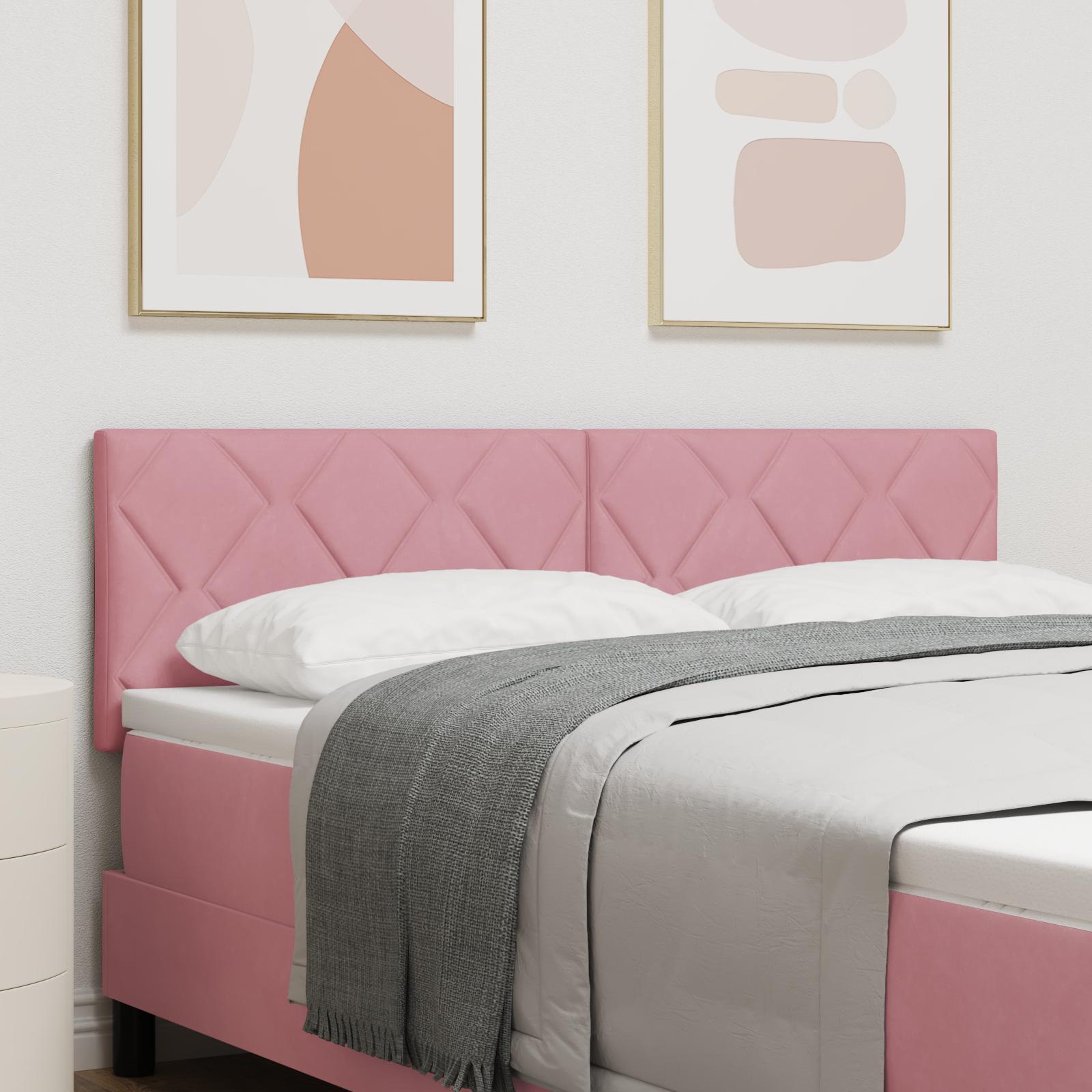 Led-sengegavl Med Led -strimmellys Lyserød 160 Cm Fløjl