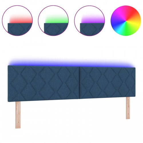 LED-sengegavl blå 180 cm i stof