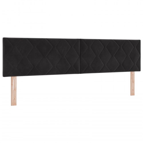 LED sengegavl i sort fløjl - 180 cm