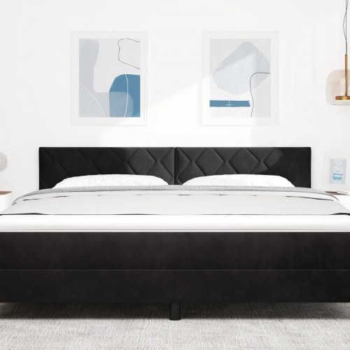 LED sengegavl i sort fløjl - 180 cm