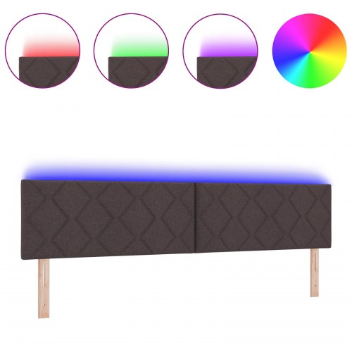 LED-sengegavl i brunt stof - 200 x 7 x 78-88 cm